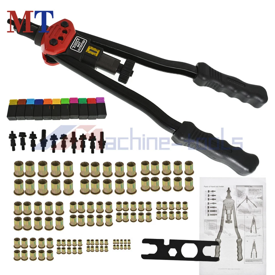 MACHINE-TOOLS 16" Rivnut Setting Tools Nut Setter Tool Hand Blind Riveter Rivet Nut Gun Kit