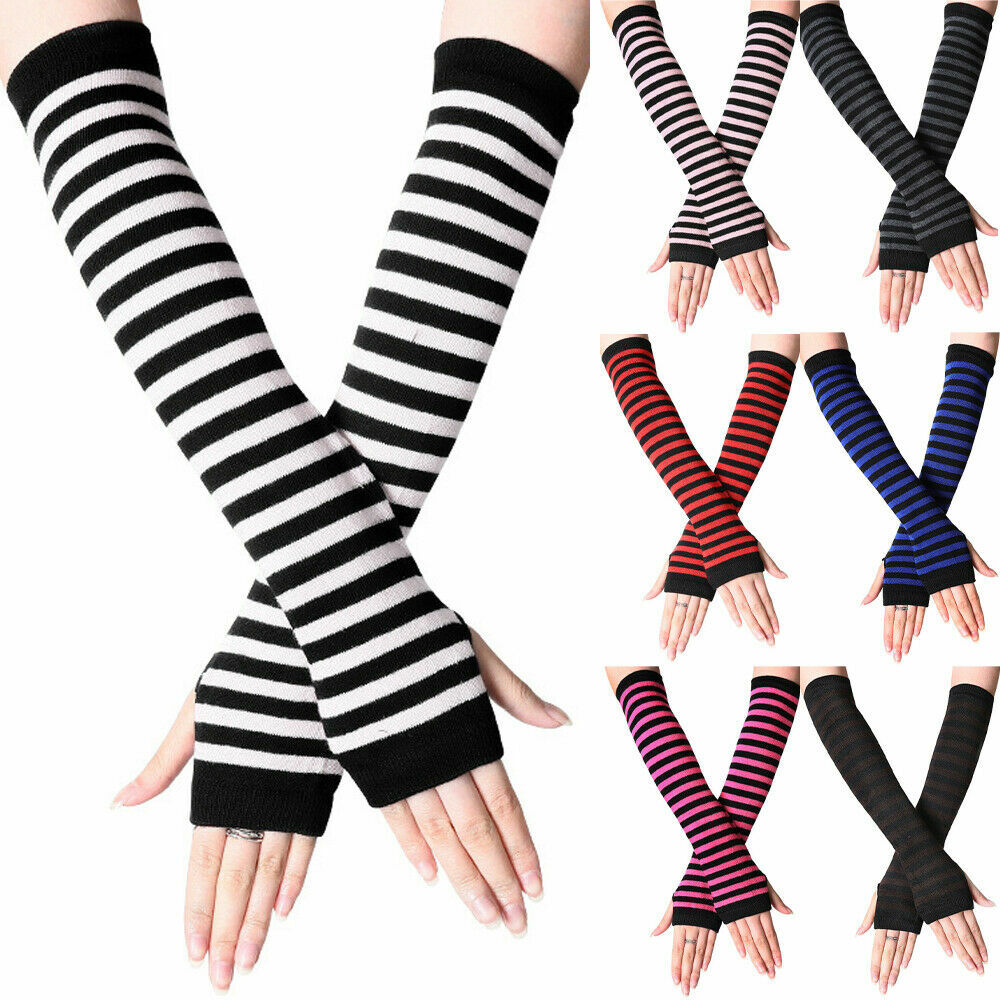 long striped fingerless gloves