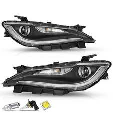 W/ LED DRL Halogen Headlight Black Clear For 2015-2017 Chrysler 200 15-17