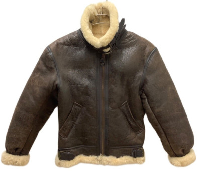 ジャケット・アウター AVIREX TYPE B-10 briefing Time size42 AVIREX Type B-3 Leather Flight Mouton Bomber Jacket brown