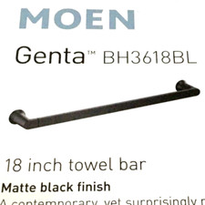 MOEN Genta 18" Matte Black Towel Bar BH3618BL   SEALED