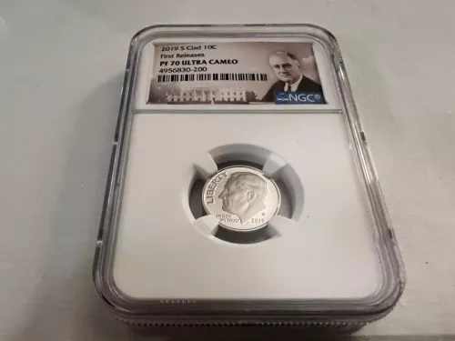 2019-S CLAD ROOSEVELT DIME FIRST RELEASE NGC PF70 U.C. "PORTRAIT LABEL" TOP POP