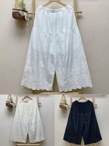 Women Pettipant Half Slip Lace Trim Capri Pants Bloomers Culotte Split Skirts - Bild 4 von 18