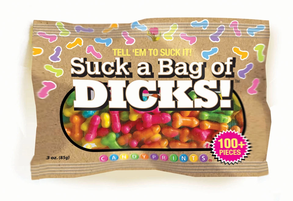 LITTLE GENIE Suck a Bag Of Dicks Candy 3oz Penis Shape Dulce Cake Topping Party Bag Filler