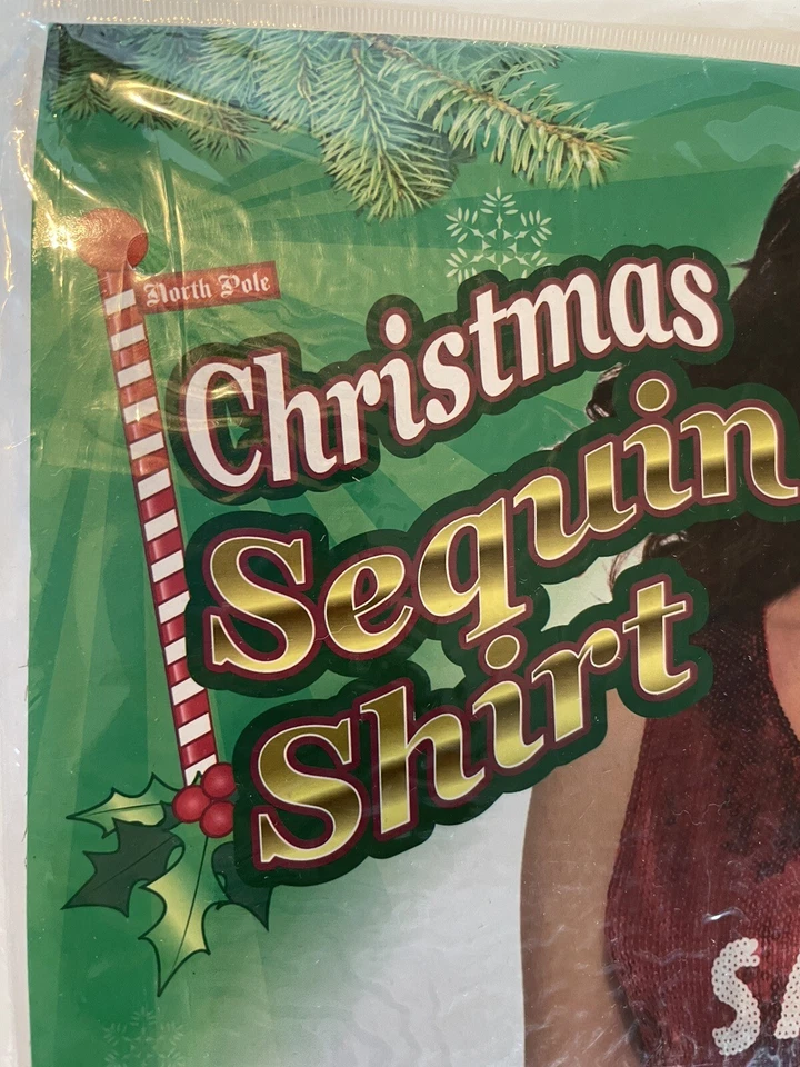 全新 女式 M/L 圣诞背心亮片衬衫“我爱圣诞老人”服装 圣诞老人女士 — 第 3/4 张图片