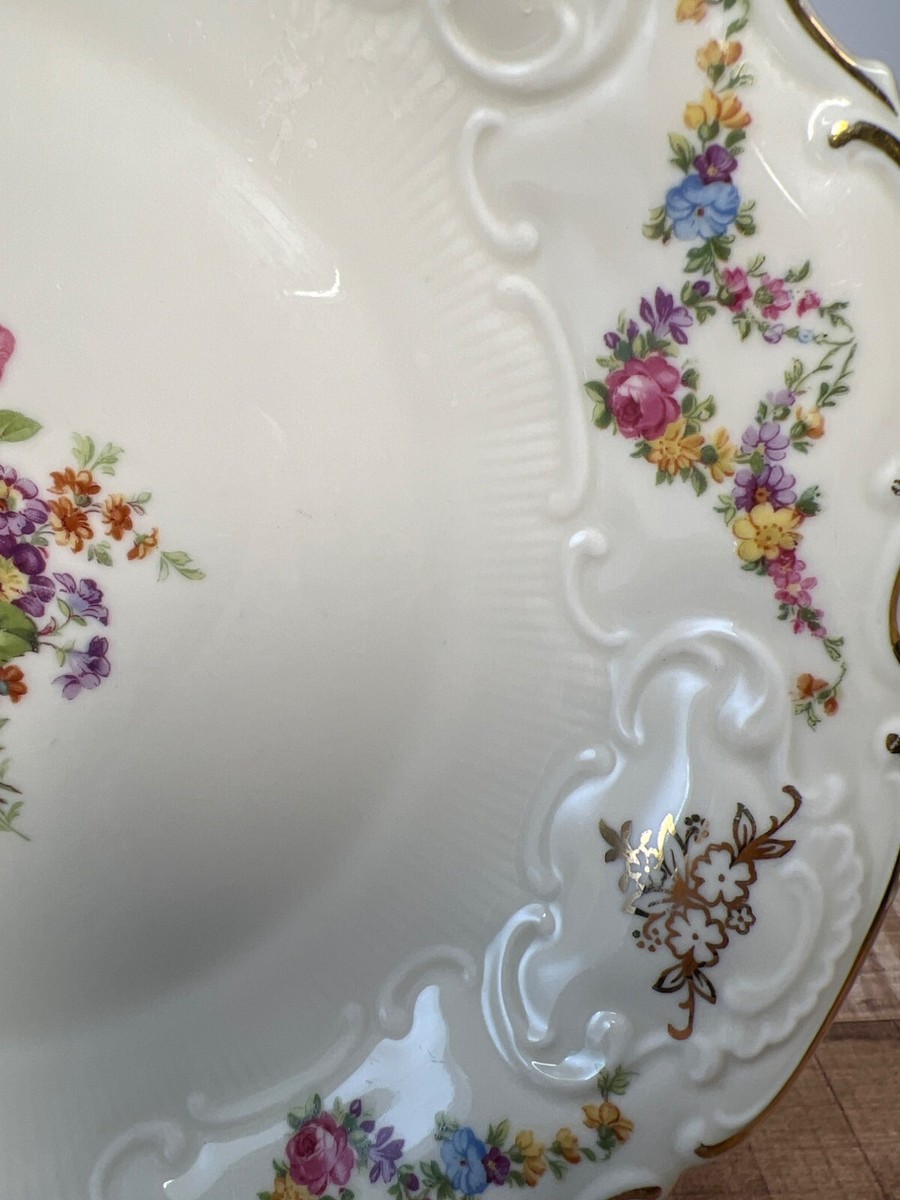 Vintage Schirnding Bavaria Porcelain Floral Plate With Gold Rim