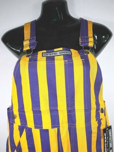 Lakers Color Game Bibs Purple Yellow Stripe Bib Overalls Unisex Ebay