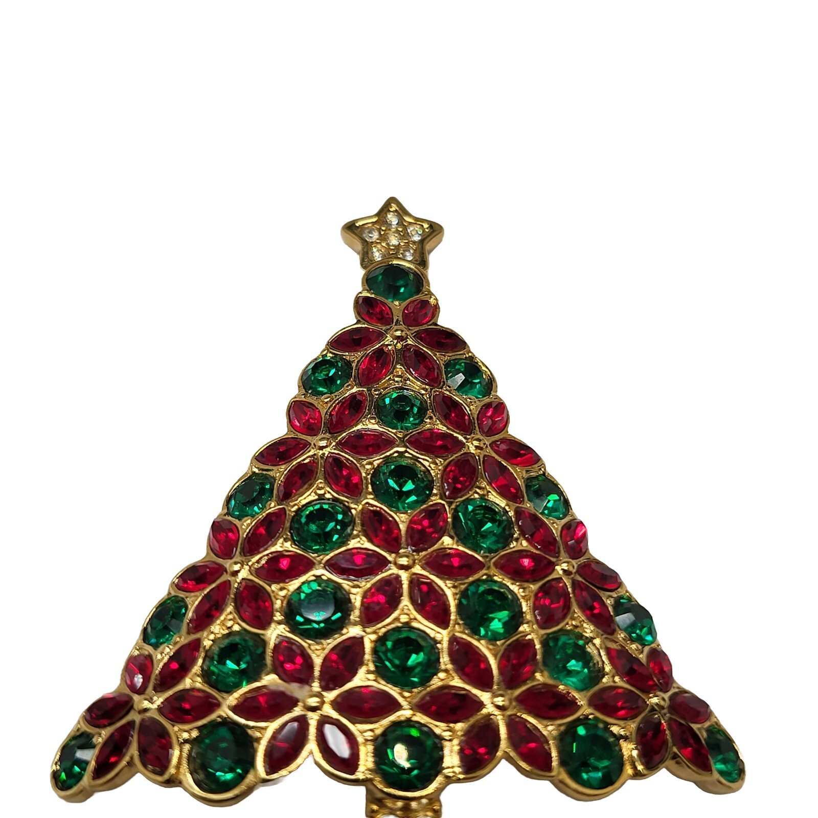 Vintage SWAROVSKI 2003 Christmas Tree Brooch Red, Green & Clear Stones