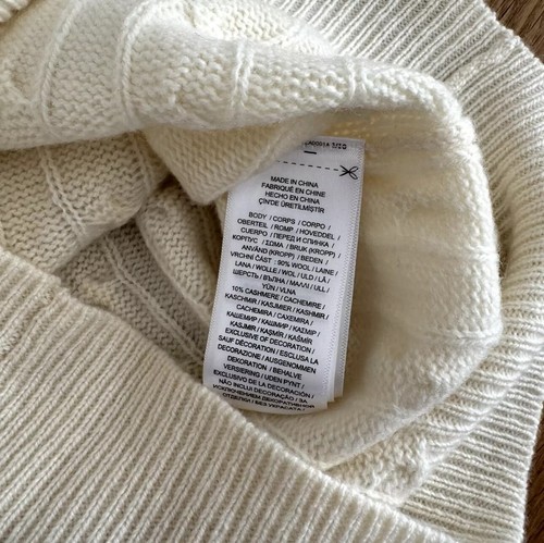 Polo Ralph Lauren Wool Cashmere Cable Crewneck Jumper White Cream size M womens - Picture 6 of 13