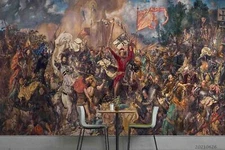 3D Retro Characters Gouache Self-adhesive Removeable Wallpaper Wall Mural