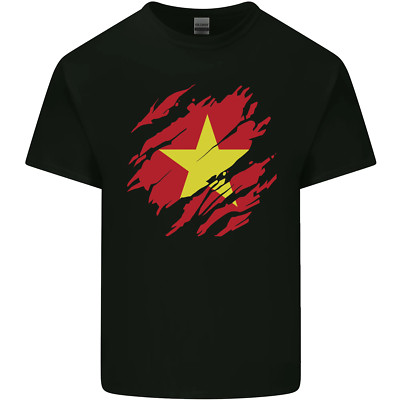 Gildan 5000 Torn Vietnam Flag T-Shirt Herren Baumwolle Kurzarm