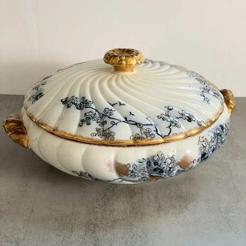Bishop Powell & Stonier Melissa Blue Floral Round Covered Serving Bowl c.1878-91 - Picture 2 of 9