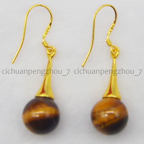 Lots 20 Color 10mm Natural Multivolor Jade Gems Dangle Drop Gold Hook Earrings - Picture 23 of 23