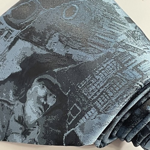 Johnny Carson Blue & Black Newsprint Monochromatic Photos on Tie VTG 57 x 4 NWT - Picture 2 of 8