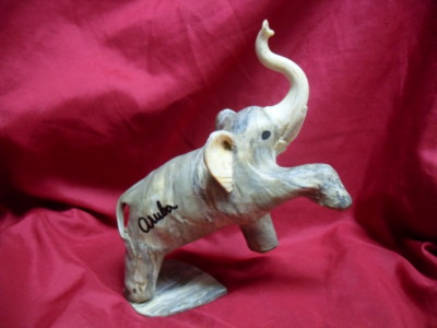 RARE COLOR VINTAGE CRUSHED OYSTER SHELL COMPOSITION ELEPHANT FIGURINE #2566 | eBay