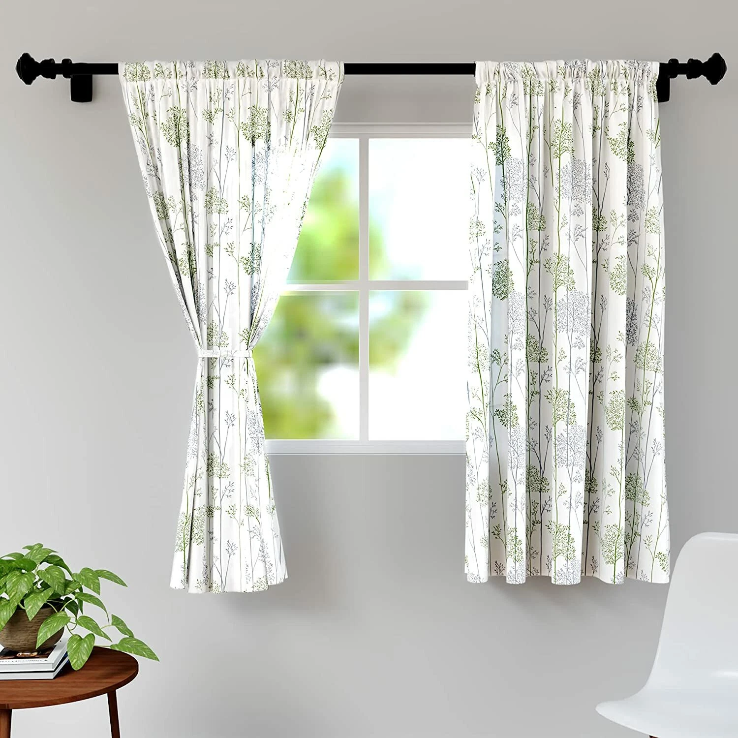 New 2 Piece Polyester Window Curtain Set - 5 feet
