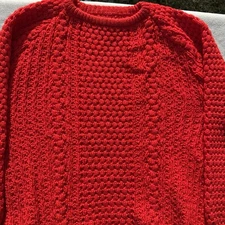 Celtic Islands Sweater Womens Sz 44 Red Handloomed 100 Wool