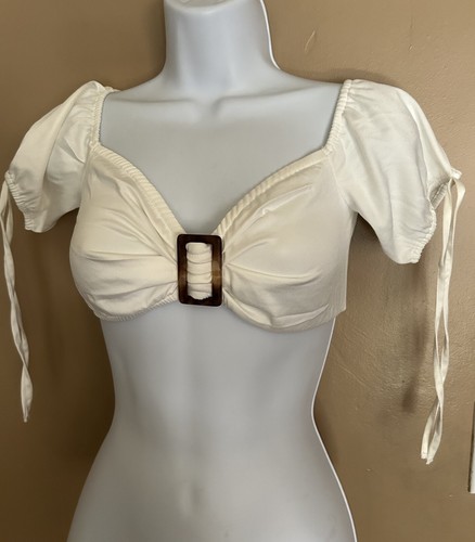 Blusa Tiger Mist Top Mujer S Blanca Recortada Manga Corta - Imagen 3 de 4