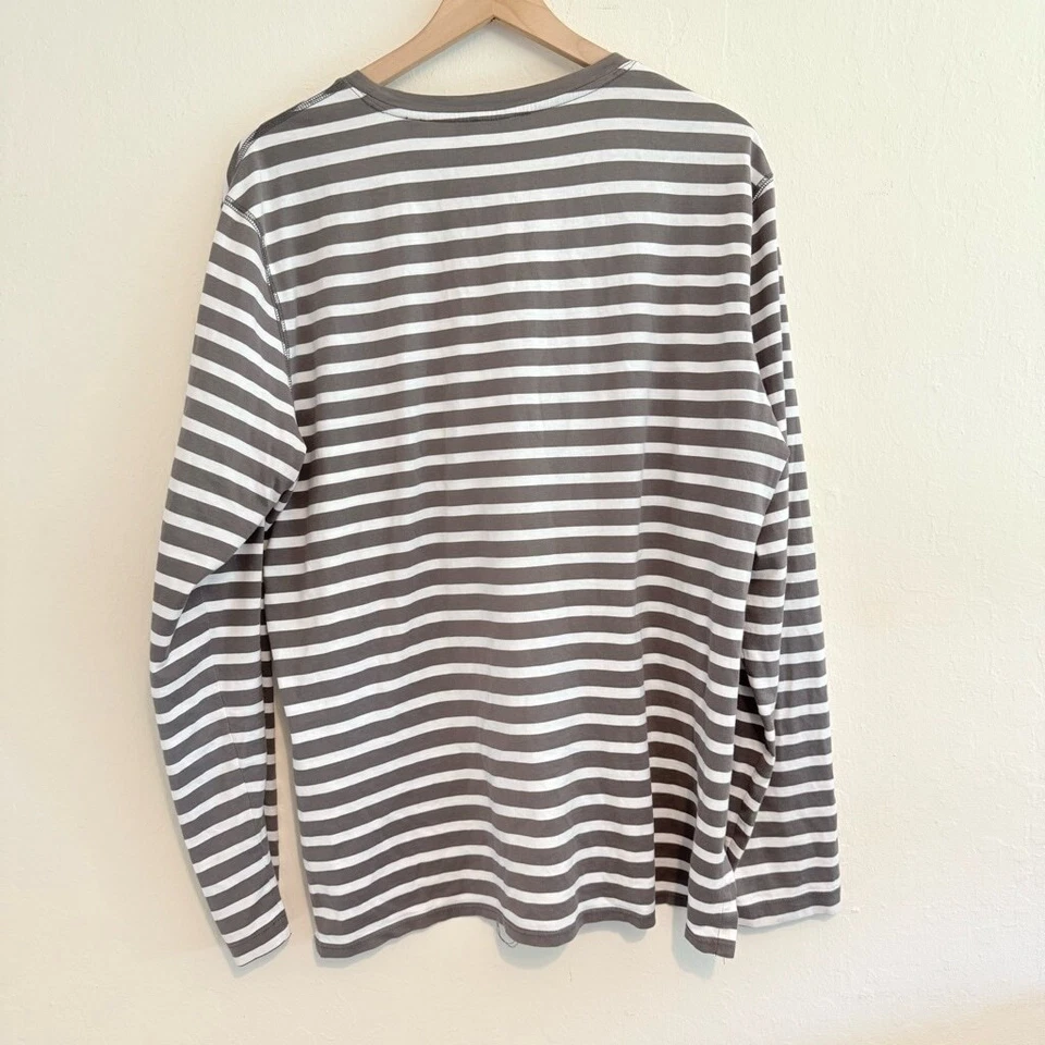 Camiseta de hombre Vince gris/blanco a rayas manga larga talla grande Foto 2 de 4