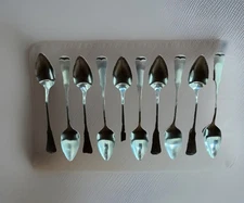 10 Vtg Oneida Community Stainless Patrick Henry Grapefruit Spoons Serratd Edge