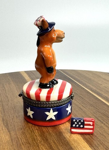 Caja de baratija con bisagras de porcelana burro demócrata bandera estadounidense de Estados Unidos - Imagen 3 de 9