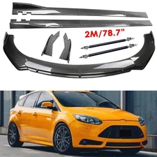 For Ford Focus 2000-18 Carbon Fiber Front Bumper Lip Spoiler Body Kit Side Skirt