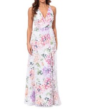 Xscape 6262K Jenna 3D Floral Appliqué Gown SZ 10 WhiteMulti