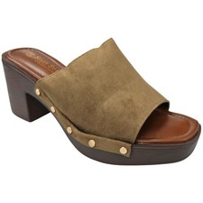 Ladies Summer Mid Heel Lightweight Open Toe Slip On Comfort Sandals Women Sizes