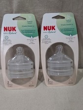 Bundle 2 packs 4 Nipples NUK Simply Natural Bottle Nipples Silicone Med 1 mos