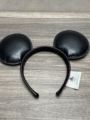 Disney Parks Mickey Mouse Black Faux Leather Signature Ear Headband Authentic Disney Parks Mickey Mouse Ears Headband Solid  main image 3