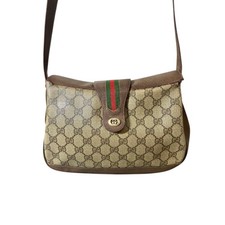 Vintage GUCCI GG Supreme Sherry Line Shoulder Bag Interlocking G Beige Brown