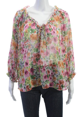 Zara Womens Green Floral Tunic Long Sleeve Drawstring Size L