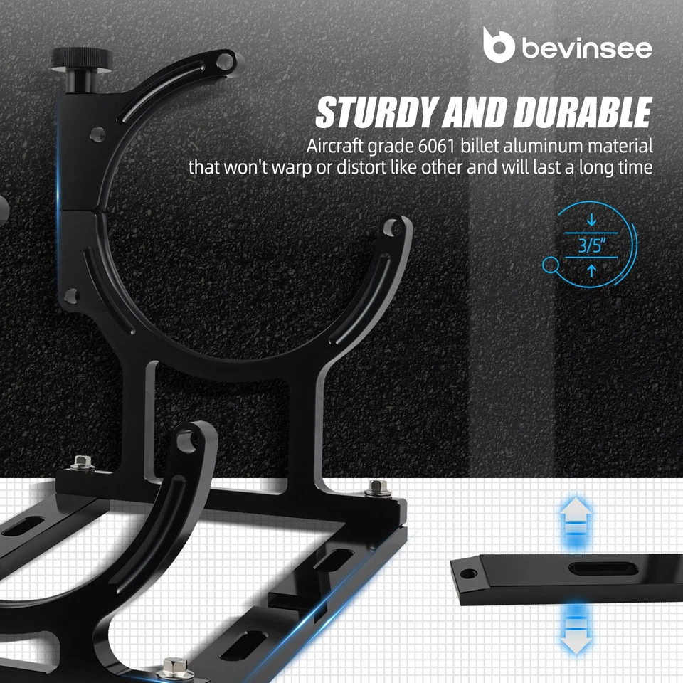 BEVINSEE Nitrous Oxide Nos Billet Aluminum Single Bottle Holder Bracket 7" Black - image 4 of 4