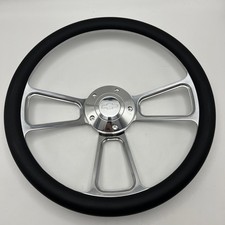 14 Inch Polished Steering Wheel Chevy Horn 5 Hole Chevrolet Black Muscle Car