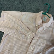 Brooks Brothers Button Down Shirt 16.5 4/5 Regent Orange Gingham Non-Iron Cotton