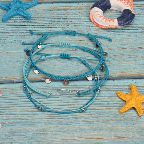 Waterproof String Anklets Cute Beaded Ankle Bracelets Boho Wave Anklet Stainless - Picture 4 of 6