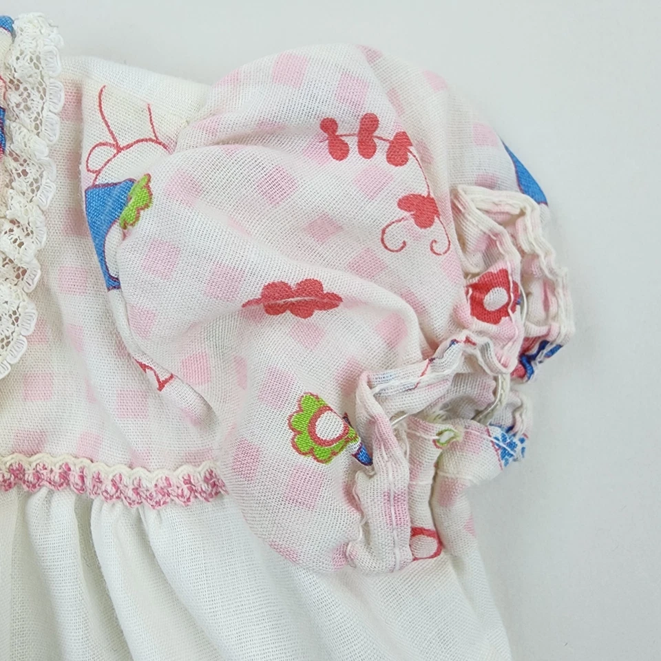 Blusa De Colección Años 60 70 Bebé Niña Manga Abullonada Cuello Peter Pan Ric Rac Borde Hecha a Mano Foto 3 de 4