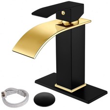 Black Gold Waterfall Bathroom Sink Faucet 1 Handle Basin Vanity Mixer Tap Drain