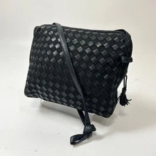 Bottega Veneta Intrecciato leather shoulder bag black