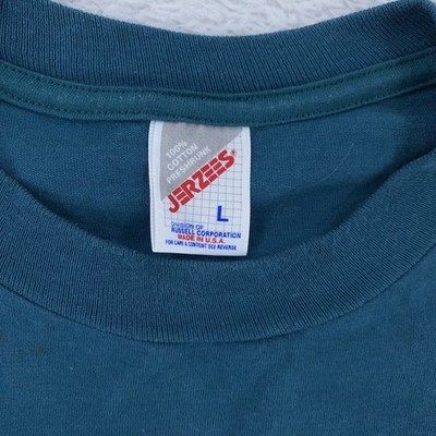 Vintage Jerzees Blue Pocket Tee Shirt Mens Large Blank USA