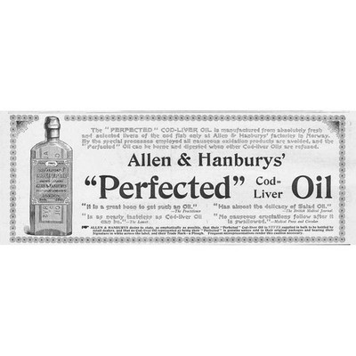 ALLEN & HANBURY Lebertran viktorianische Werbung 1898