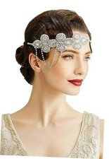 1920s Flapper Headband Crystal Great Gatsby Headpiece Roaring 20s Silver