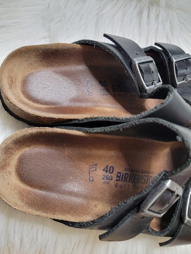 Birkenstock Arizona Soft Footbed Black Leather Sandals Women’s Size 40 US Size 9 - Picture 3 of 11