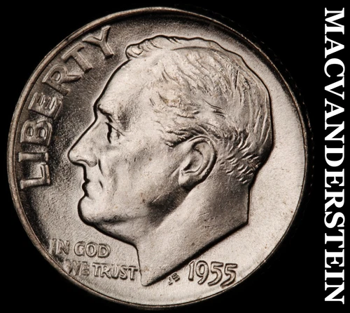 1955 Silver Roosevelt Dime- Lustrous Choice Gem Brilliant Uncirculated  #i6197