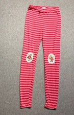 The Measure Girls Size 8 Pink Red Striped Footless Tights Knee Patches Floral