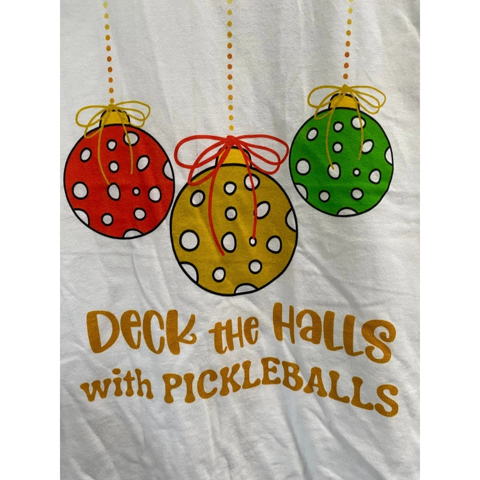 Camiseta sin mangas Deck The Halls With Pickleballs vacaciones Navidad para mujer nueva mediana Foto 2 de 3