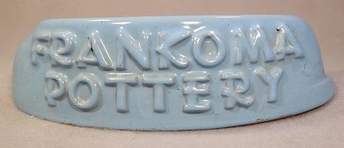 Vtg. Frankoma Pottery Dealer Display Shelf Sign 6.5” Excellent Robin Egg Blue