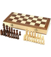Large Folding Chess Wooden Set Chessboard Pieces Wood Board Chess Board 29x29cm