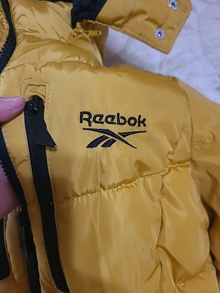 Girls Reebok Winter Jacket Puffer Parka Coat Ski Jacket Size 10/12 Gold Yellow - Image 3 of 4