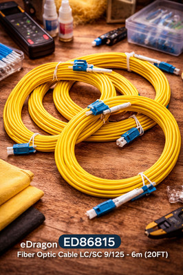 eDragon ED86815 6m 20ft LC Auf SC Singlemode 9/125 Duplex OS2 Glasfaserkabel